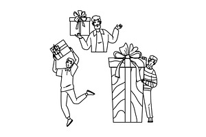 give gift man vector, a Person Illustration by pikepicture