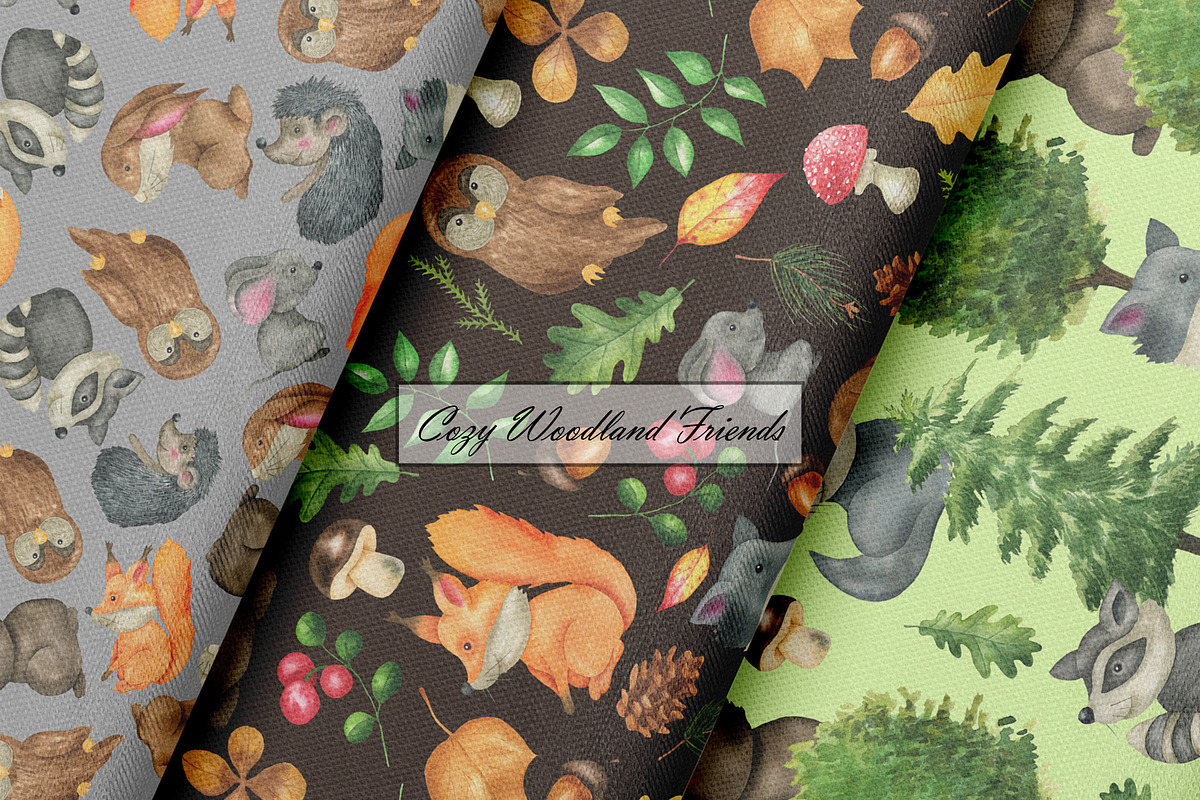 Woodland Animal Seamless Patterns, an Animal Illustration by OlDm_Shop (Photo 6 of 9)