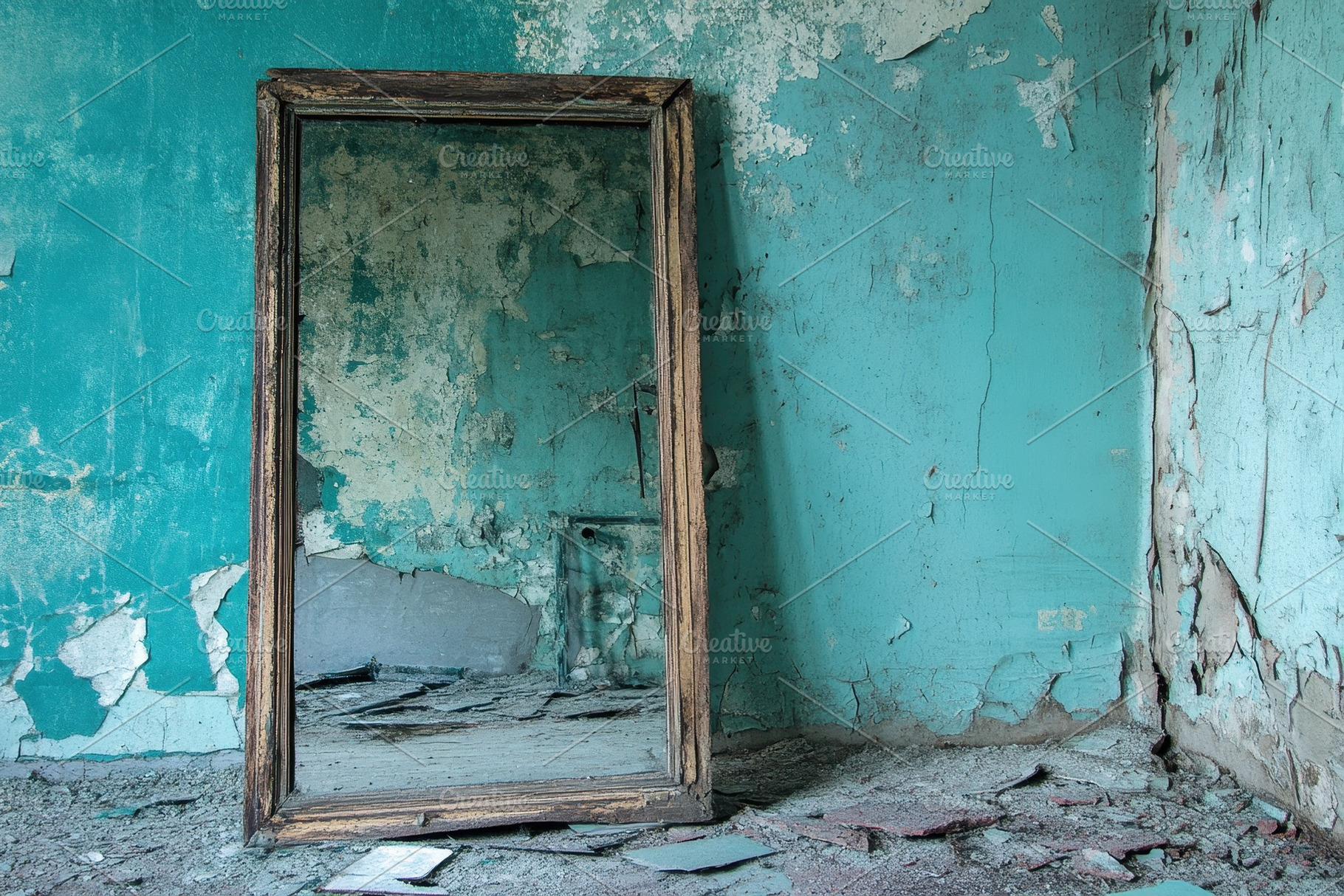 Old broken mirror leans against dama, a Photo by Iftikhar Alam