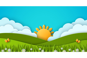 Summer landscape background, a Seasonal Illustration by kotoffei