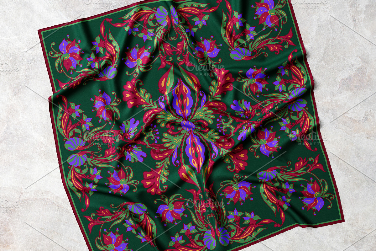 Midnight Botanical Silk Scarf, an Object Graphic by ilustrinna (Photo 8 of 9)