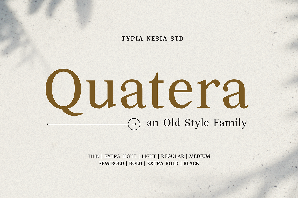 Quatera Serif Family (9 Weights), a Serif Font by Typia Nesia (Photo 1 of 13)