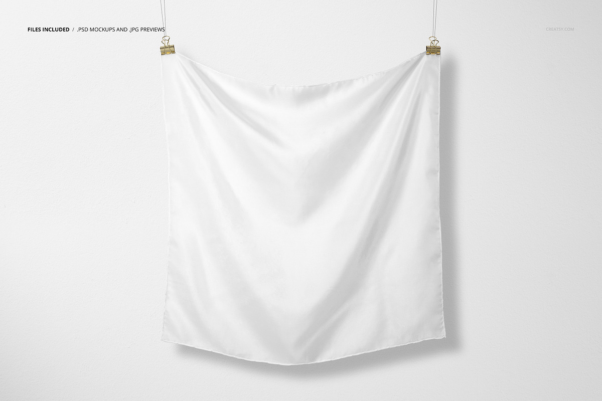 Hanging Square Silk Scarf Mockup, a Mask Mockup by creatsy5 (Photo 2 of 5)