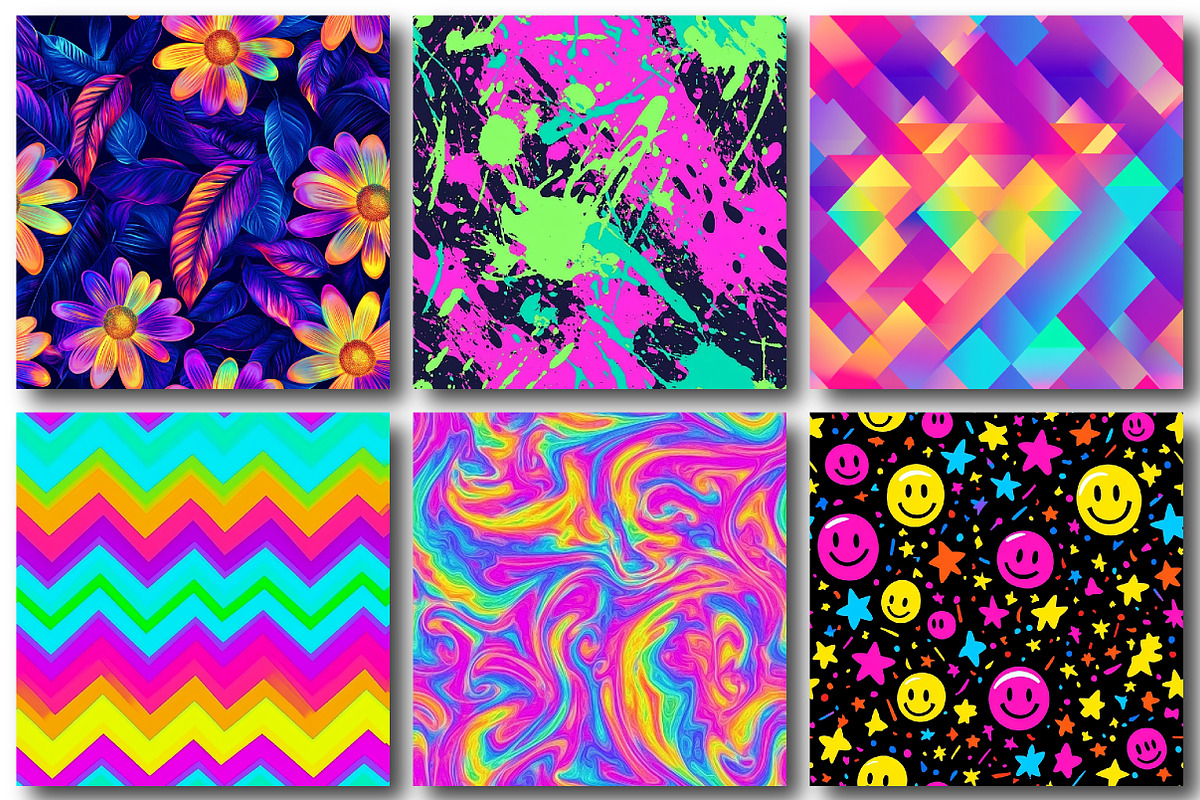 Neon Colors Digital Paper Pattern, a Pattern Graphic by designcity5 (Photo 3 of 5)