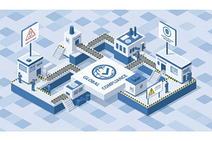 Isometric diagram of a factory, an Industrial Photo by Igor Tichonow