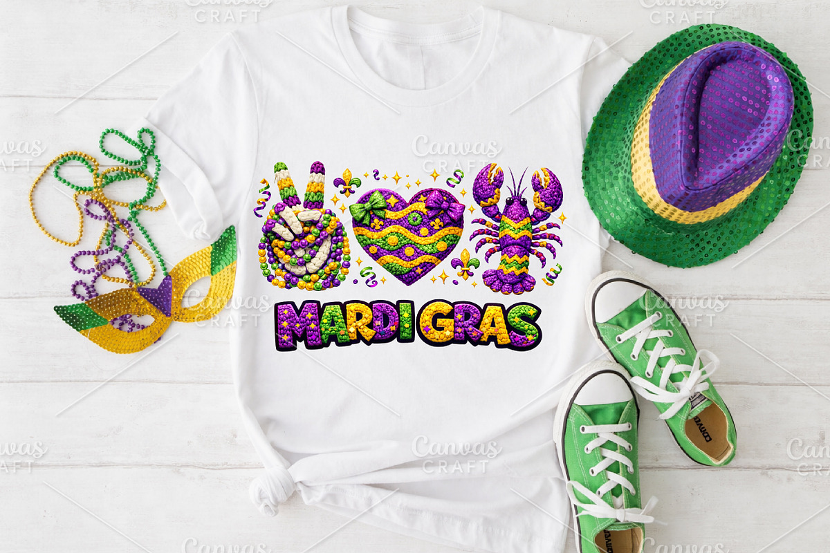 Peace Love Crawfish Mardi Gras PNG, an Illustration by Canvas Craft (Photo 4 of 6)