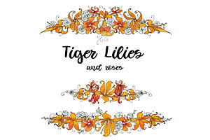 Tiger Lilies & Roses - Clip-art