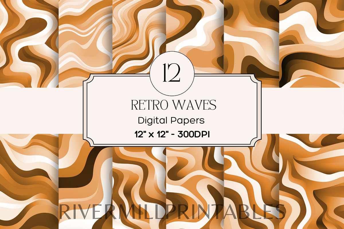 Seamless Retro Waves Backgrounds, a Background Graphic by Rivermill Printables (Photo 1 of 2)