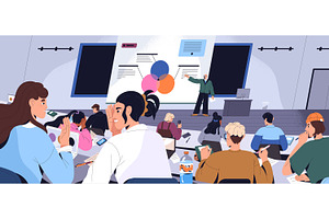 Students at lecture in university, an Education Illustration by PaperTrident