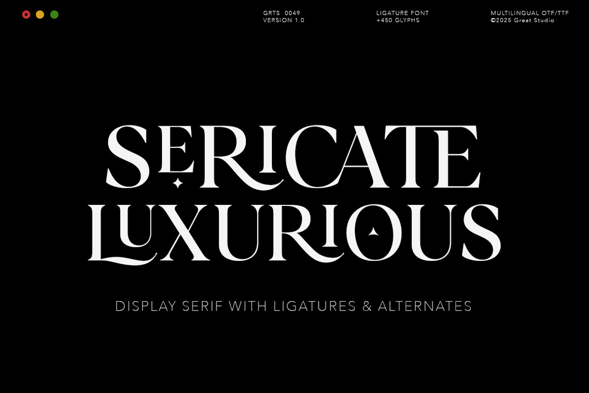 Sericate - Ligature Font, a Serif Font by Mulkan Nazir (Photo 1 of 19)