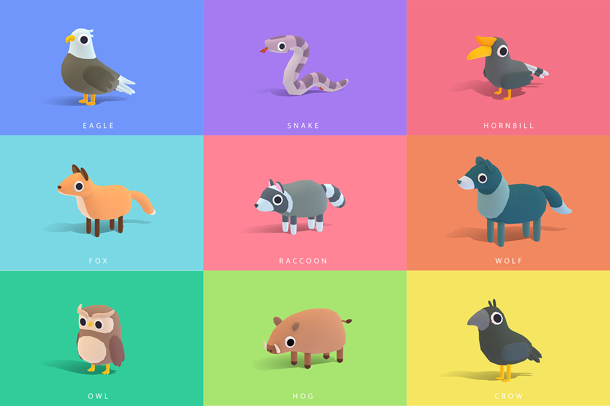 Quirky Series - Animals Mega Pack, an Animal 3D Model by Polydactyl (Photo 11 of 13)