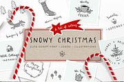 Snowy Christmas script & font logos, a Script Font by Tabita's shop (Thumbnail 1 of 11)