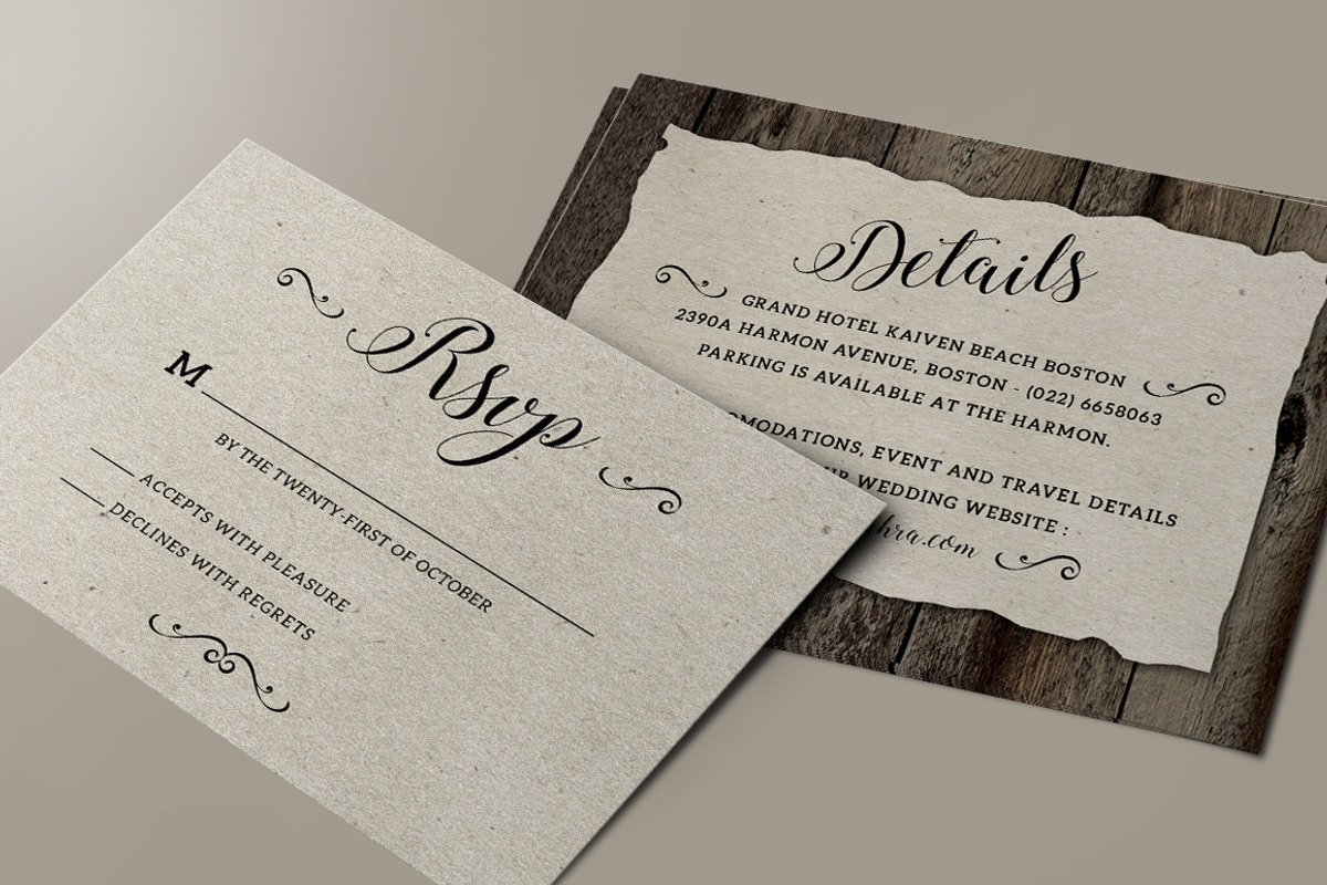 Vintage Wedding Invitation Set, a Card Template by Aarley Kaiven (Photo 5 of 5)