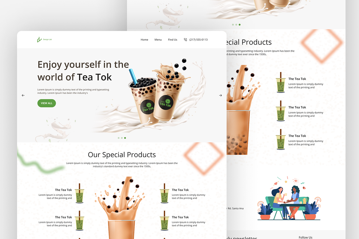 Bubble tea and Drinking website, a Landing Page Template by Design Lab