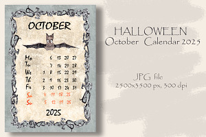 Halloween October Calendar 2025
