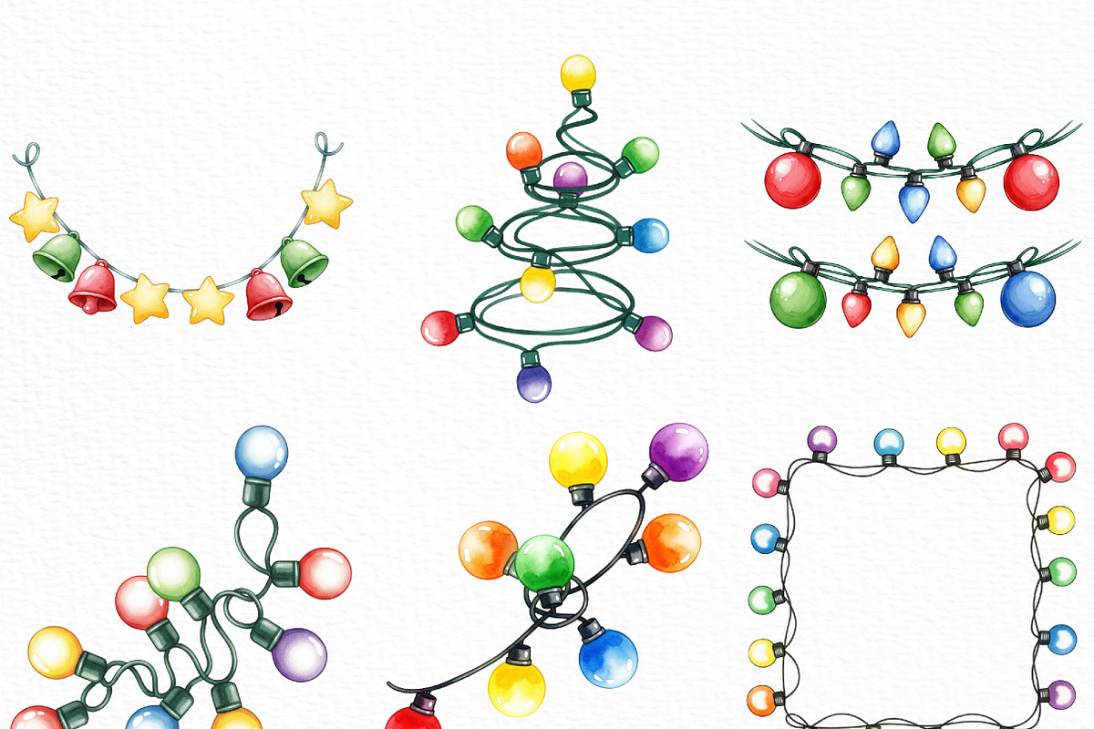 Christmas Lights Sublimation Clipart, an Illustration by Craft Nest (Photo 2 of 6)