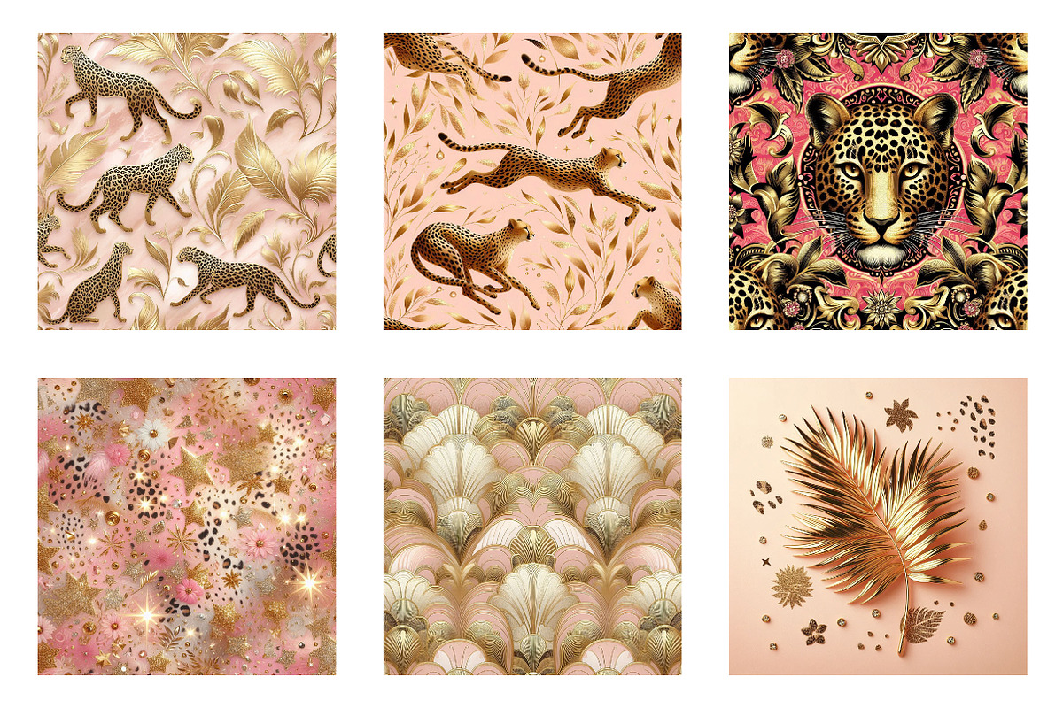 Pink and Gold Leopard Digital Paper, an Illustration by CreationArt (Photo 5 of 5)