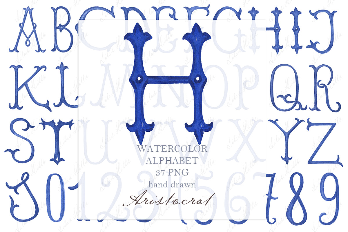 Watercolor Wedding Monogram Letters, a Decorative Illustration by LABFcreations (Photo 1 of 4)