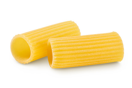 raw italian Rigatoni pasta isolated, a Food & Drink Photo by NataPhoto