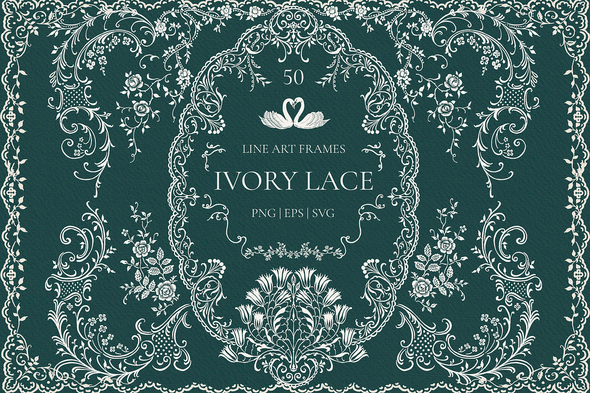 Ivory Lace Vintage Wedding Frames, a Decorative Illustration by Ekaproeka (Photo 1 of 9)