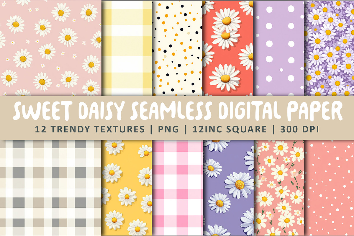 Sweet Daisy Seamless Digital Paper, an Illustration by OK Design (Photo 1 of 3)