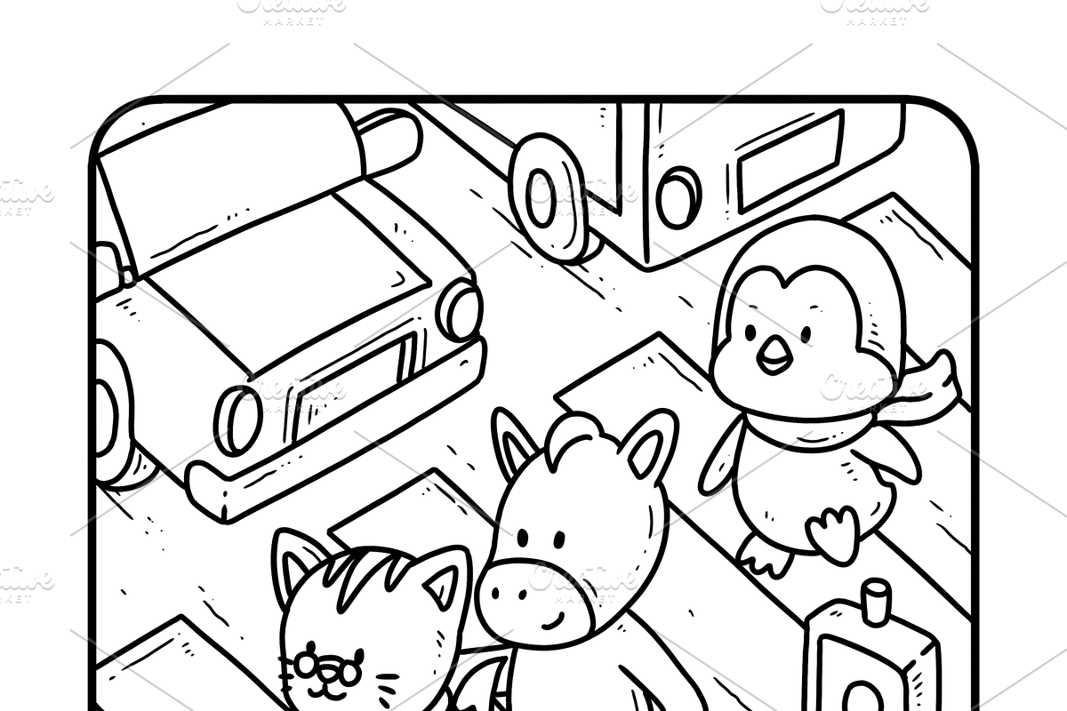 Fuzzy Town Coloring Book Printable, an Animal Illustration by Image for Sale (Photo 2 of 2)