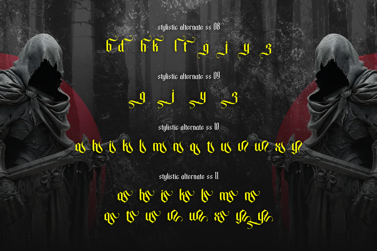 Bathory, a Blackletter Font by Burntilldead (Photo 9 of 12)