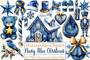 Navy Blue Christmas Clipart, an Illustration by DreamCafeArt (Thumbnail 1 of 5)