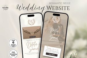 Beige Wedding Website Invitation