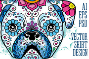 Puppy Calavera Tattoo Style Vector, an Illustration by BAD TASTE (Thumbnail 2 of 7)