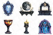 Watercolor Whimsigoth Halloween Clip, an Illustration by DreamPrint404 (Thumbnail 4 of 6)