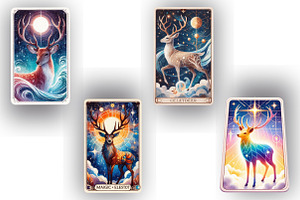 Magic And Celestial Deer Tarot Card