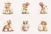 Whimsical Easter Cats Clipart, an Illustration by CreationArt (Thumbnail 6 of 7)
