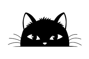 Black cat peeking out window, an Animal Illustration by Things for designers