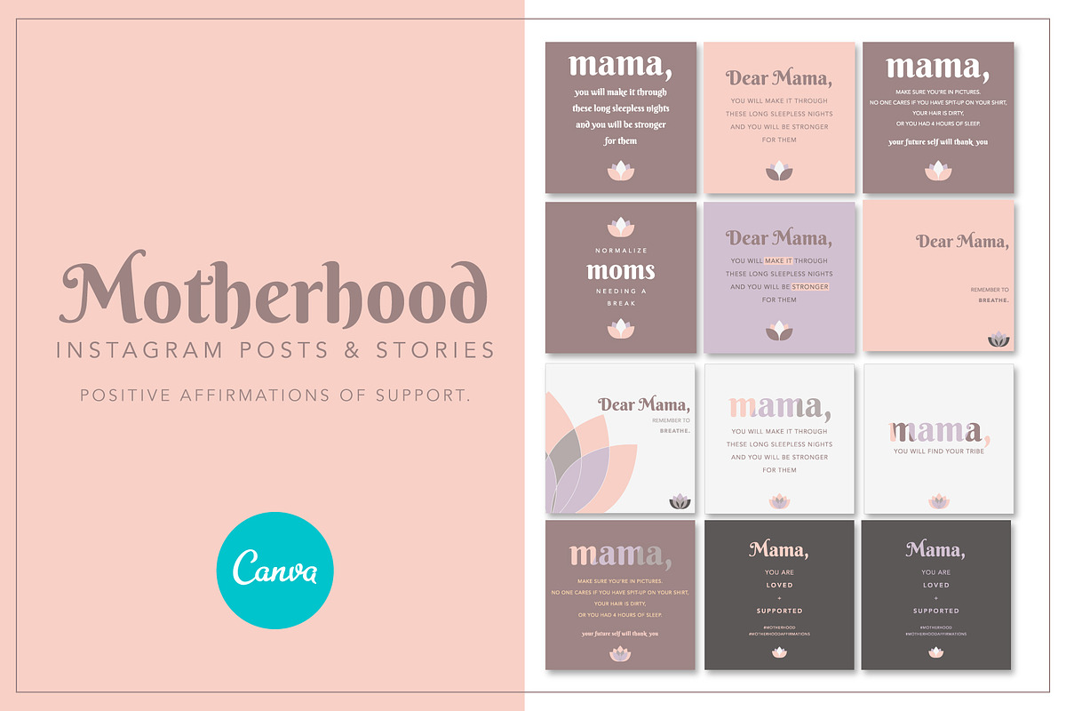 Motherhood Templates for Instagram, a Social Media Template by Carolyn Packard Design (Photo 1 of 9)