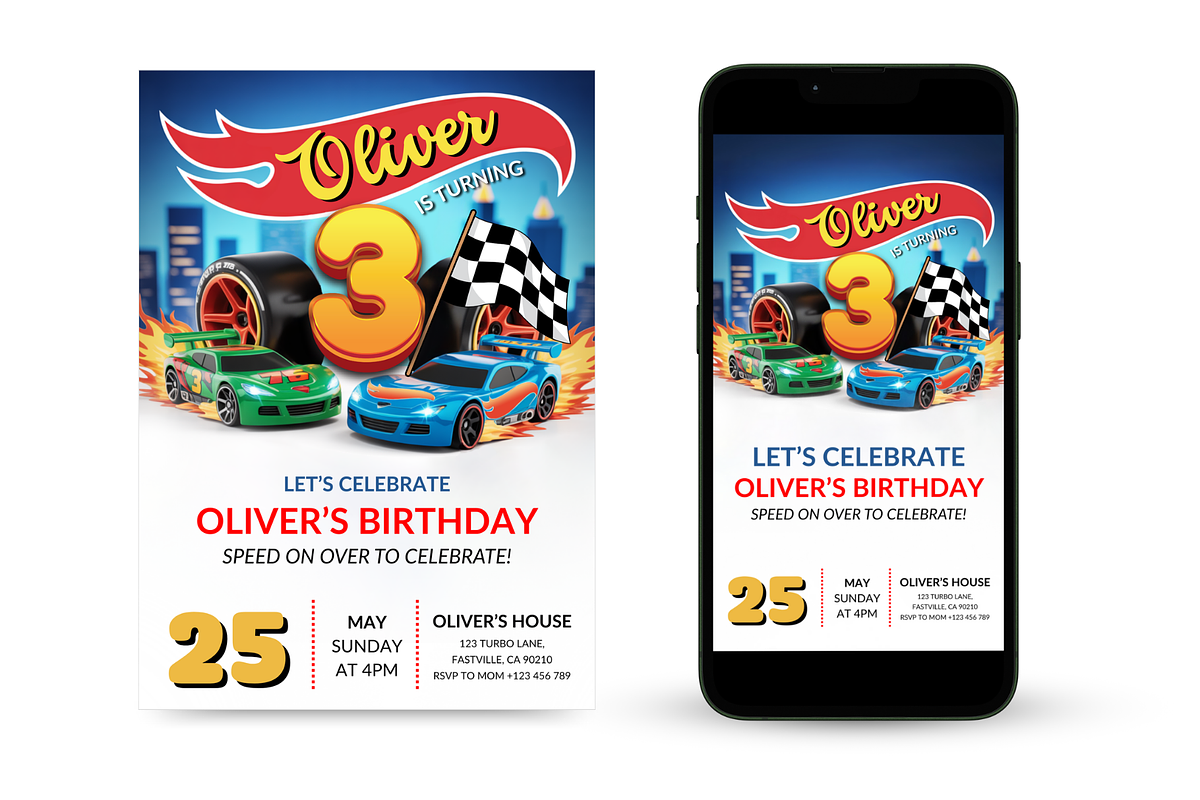 Hot Wheels Birthday Invitation