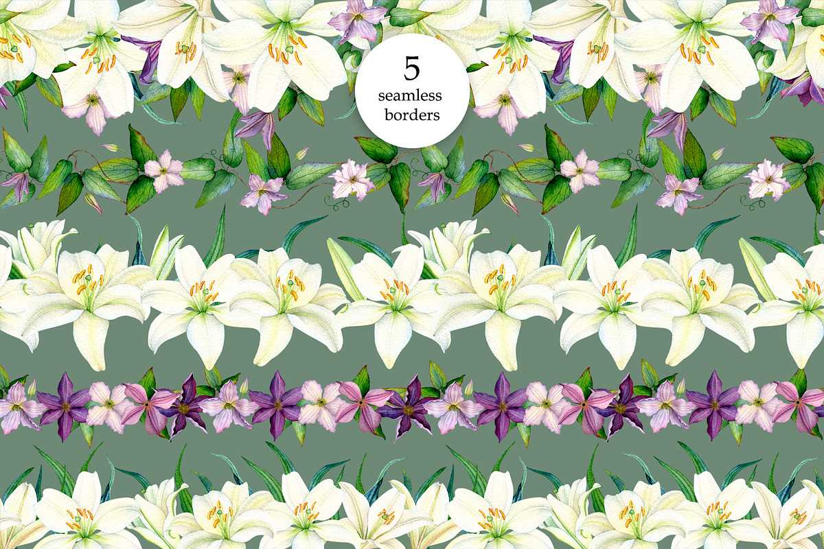 Lilies & Clematis Illustrations, an Illustration by SunnJaneArt (Photo 8 of 13)