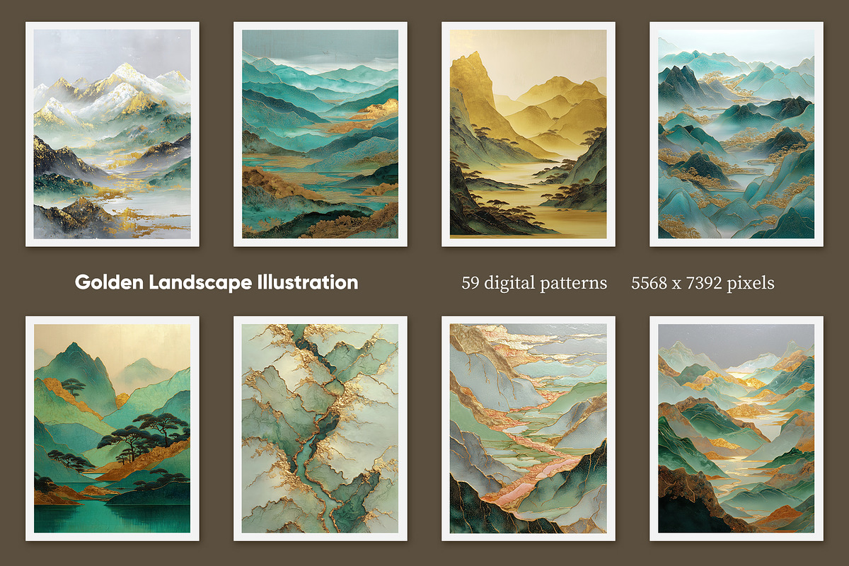 Golden Landscape Illustration, a Decorative Illustration by Housui Patterns (Photo 3 of 10)
