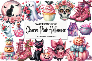 Charm Pink Halloween Clipart Bundle, an Illustration by DreamArtGraphic