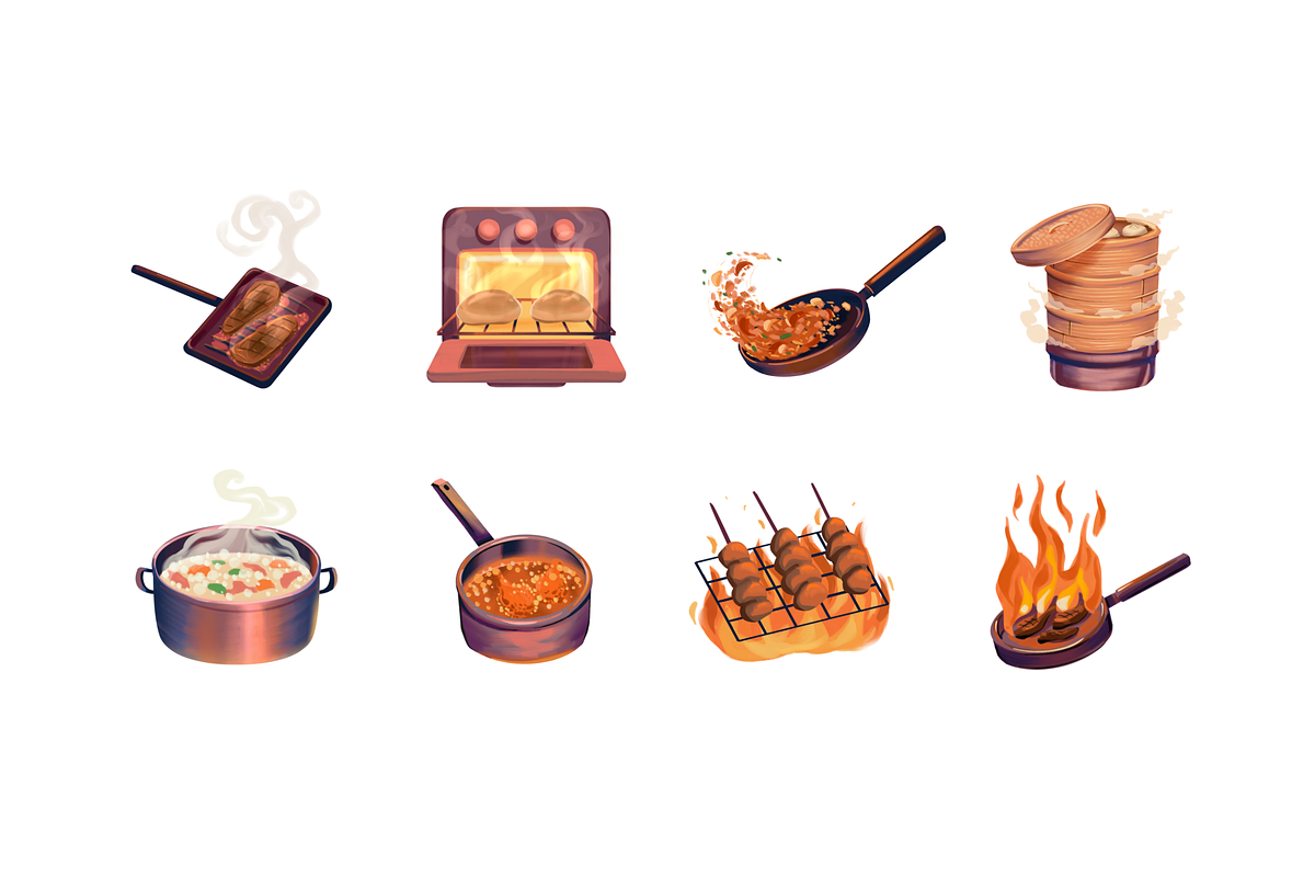 Cooking Techniques, a Food Illustration by Deemak Daksina