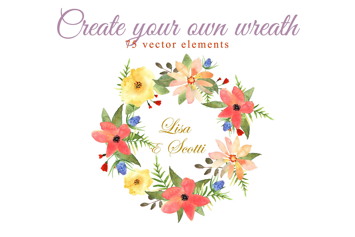 Watercolor lite flowers. EPS 10, a Background Graphic by Julycolor (Photo 7 of 11)