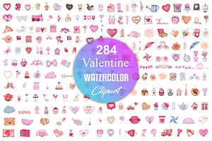 Valentine Watercolor Clipart Bundle, a Decorative Illustration by Digital Studio