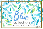 Blue plants. Watercolor set, a Decorative Illustration by SaharaArt (Thumbnail 1 of 7)