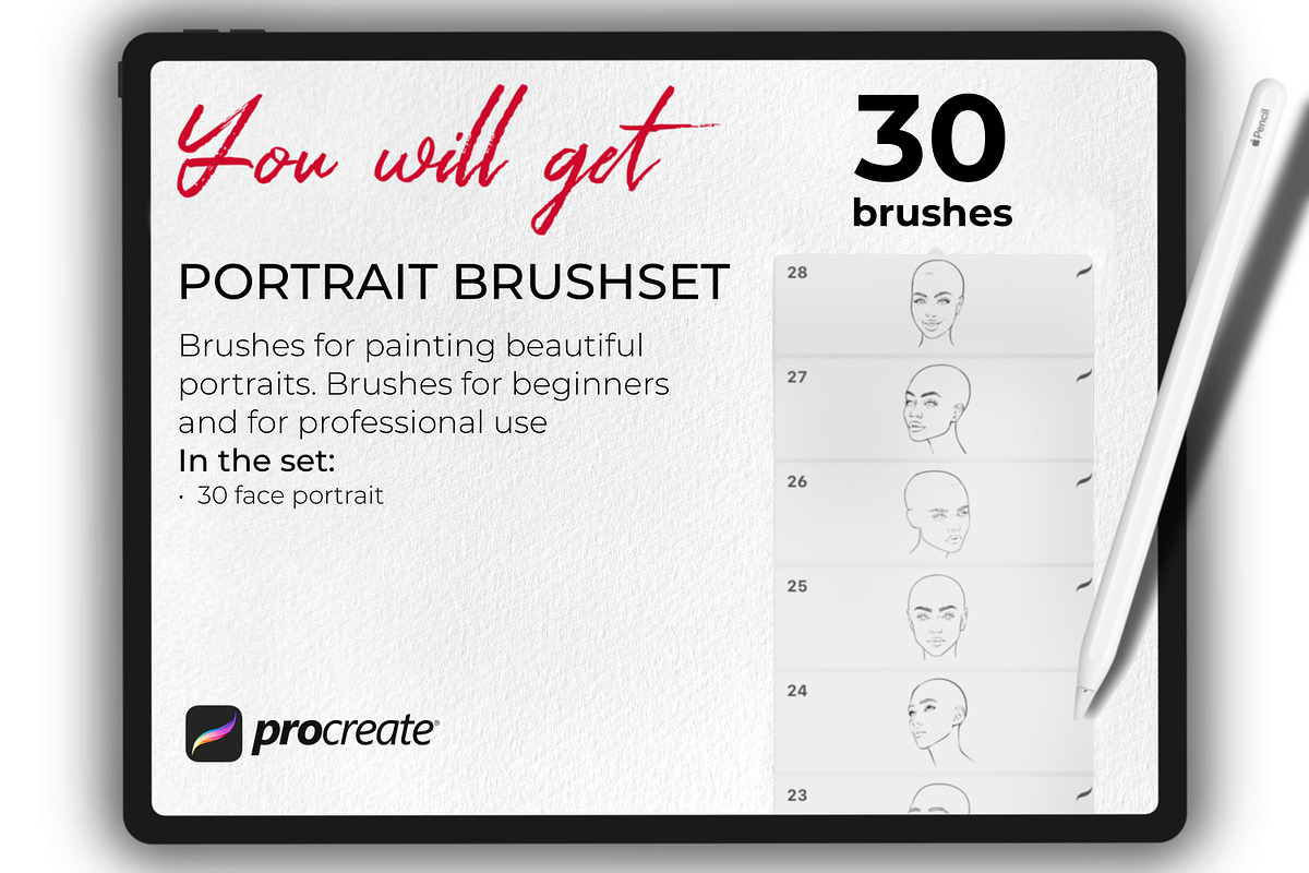 Procreate Face Portrait brushes, a Brush Add-On by Procreate Market (Photo 2 of 5)