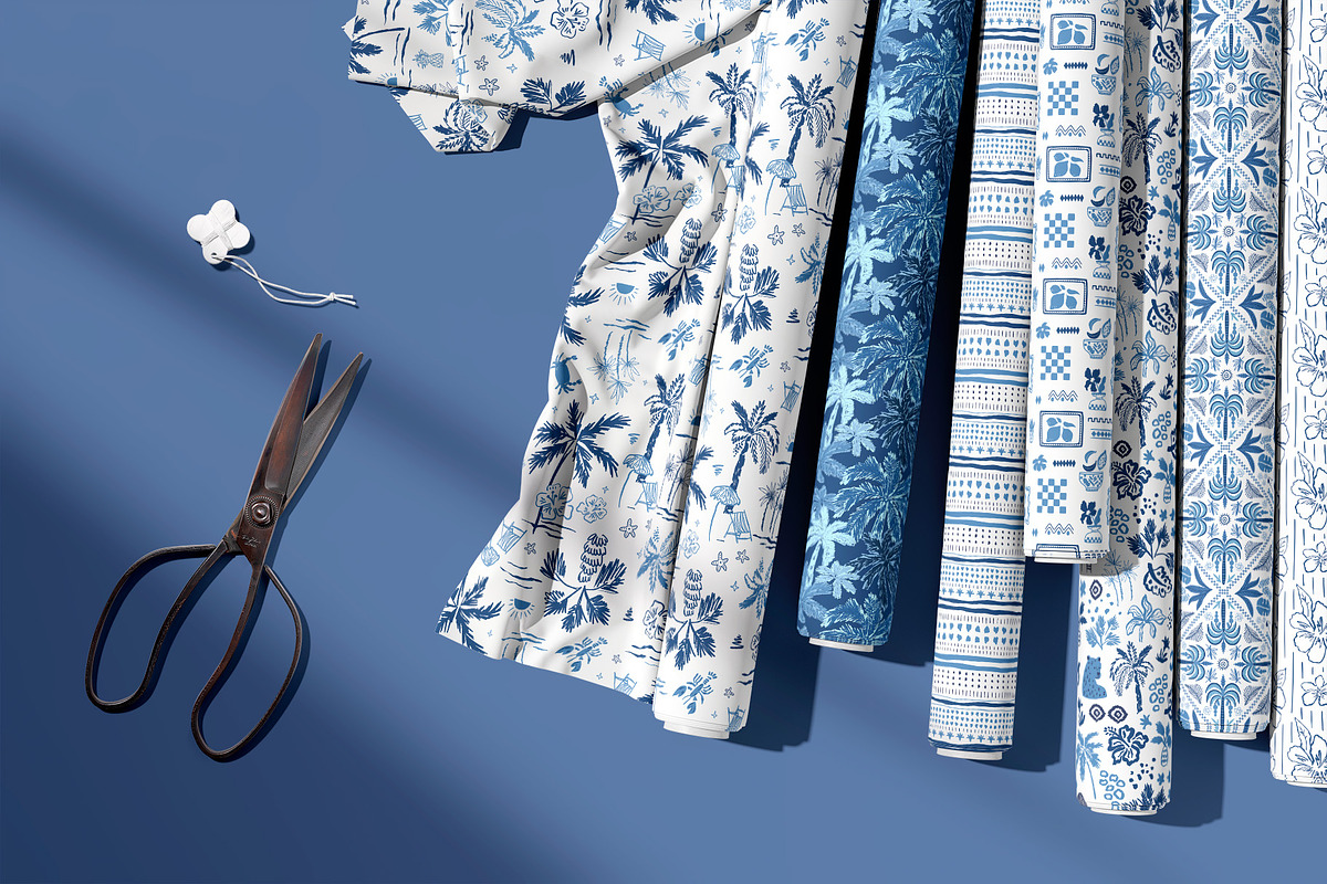 Blue tropical summer beach patterns, a Pattern Graphic by Tani Kuzminka (Photo 7 of 22)
