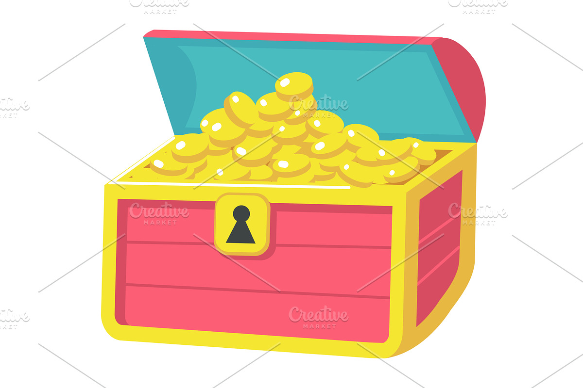 Vector cartoon gold treasure chest, an Object Illustration by SiberianArt