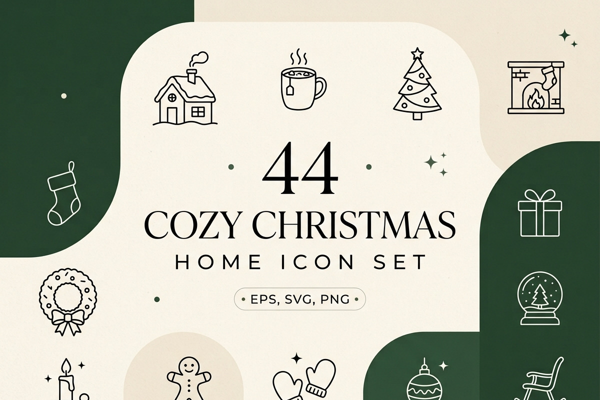44 Cozy Christmas Home Icons, an Outline Icon by adenpinkstore (Photo 1 of 22)