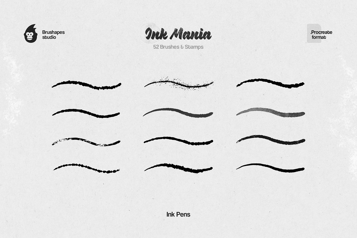 Ink Mania Procreate Brushes, a Brush Add-On by brushapes.com (Photo 5 of 10)