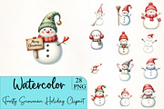 Frosty Snowman Holiday Clipart Bundl, an Illustration by CrexoraLab (Thumbnail 1 of 5)