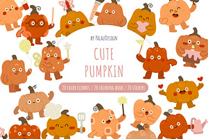 Pumpkin Halloween Clipart Set, a Seasonal Illustration by Palau